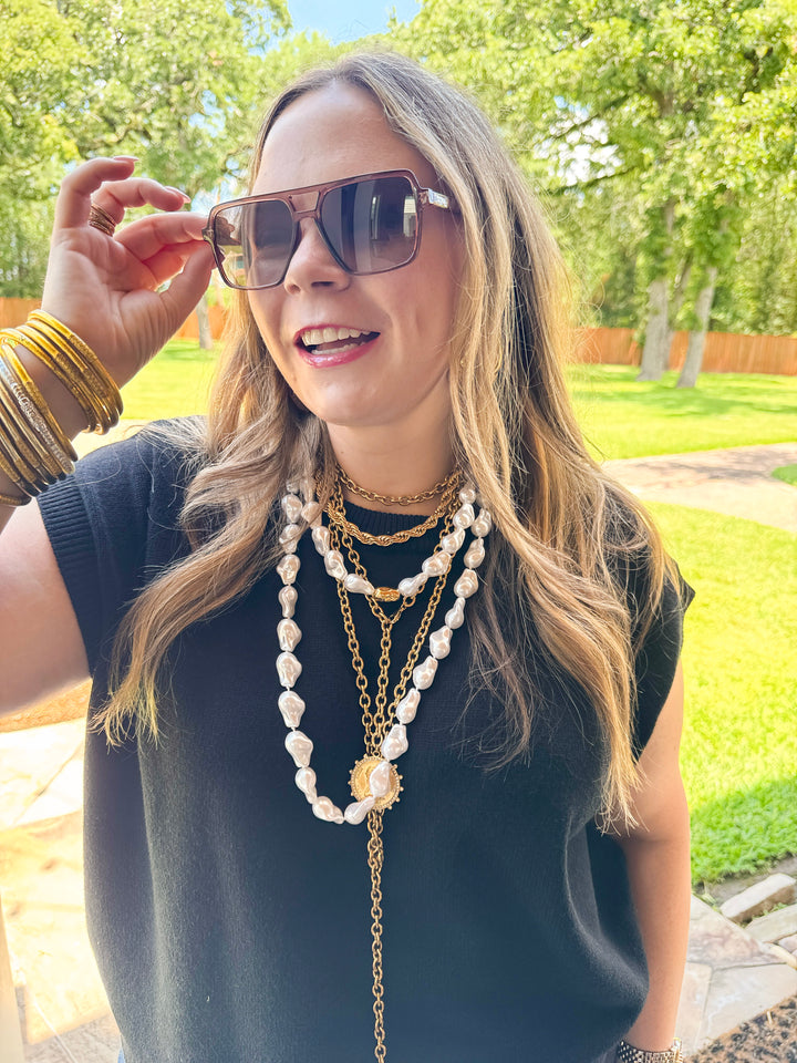 Otra Eyewear | Zoya Oversized Square Aviator Sunglasses in Transparent Maple