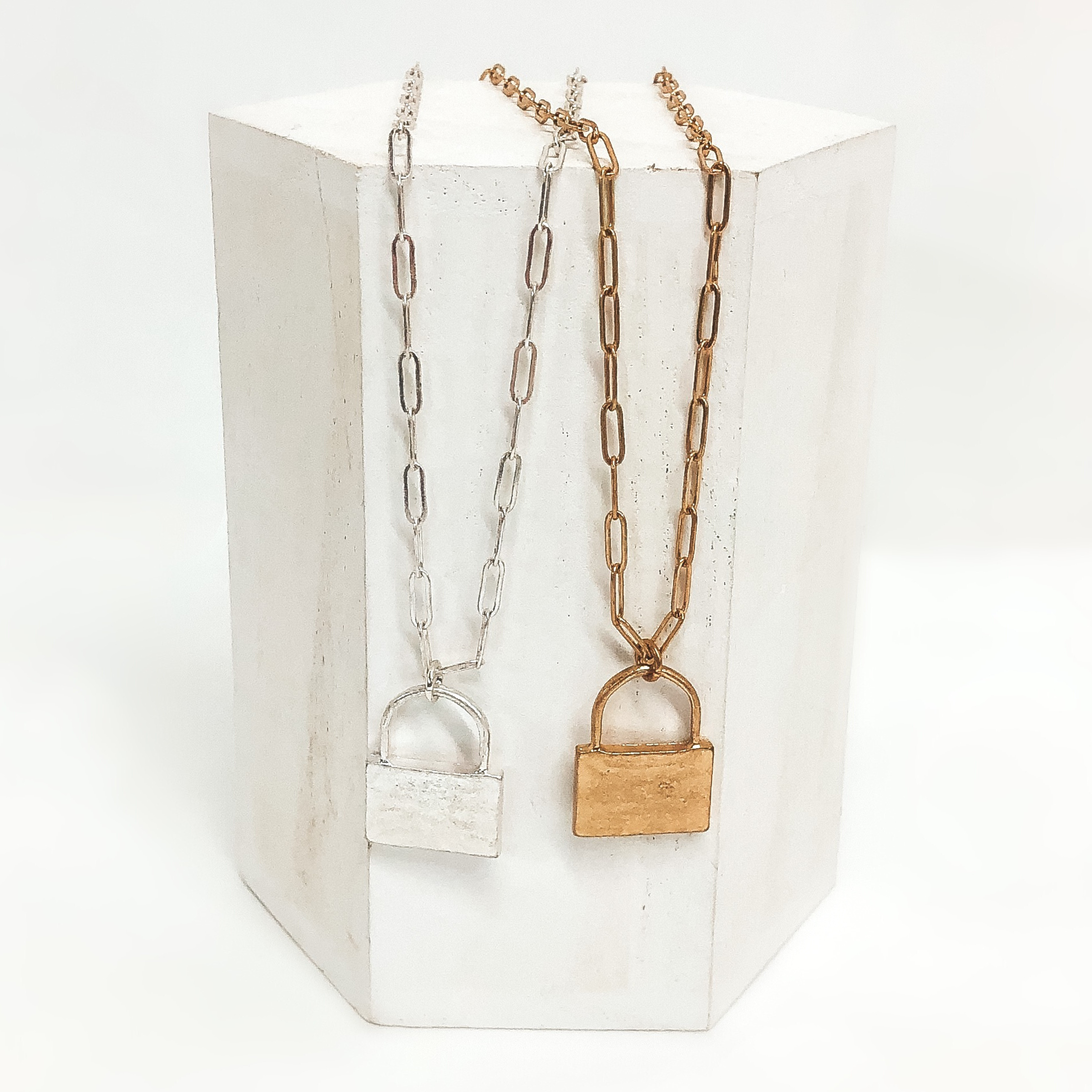 Locked In Necklace with Lock Pendant in Gold - Giddy Up Glamour Boutique