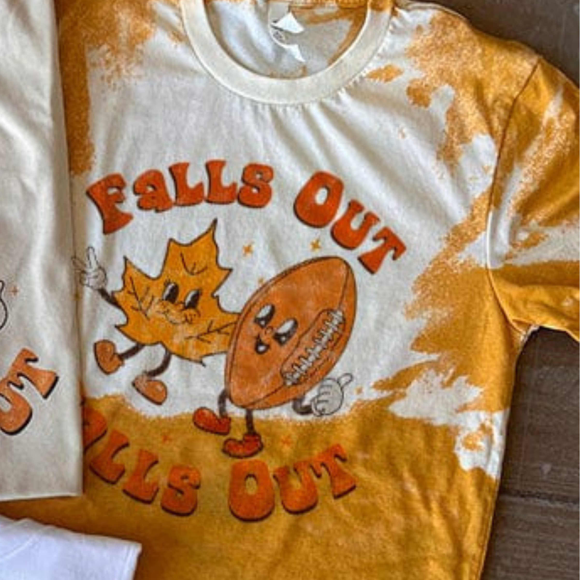 Online Exclusive | Falls Out Balls Out Short Sleeve Bleached Graphic Tee in Mustard Yellow - Giddy Up Glamour Boutique