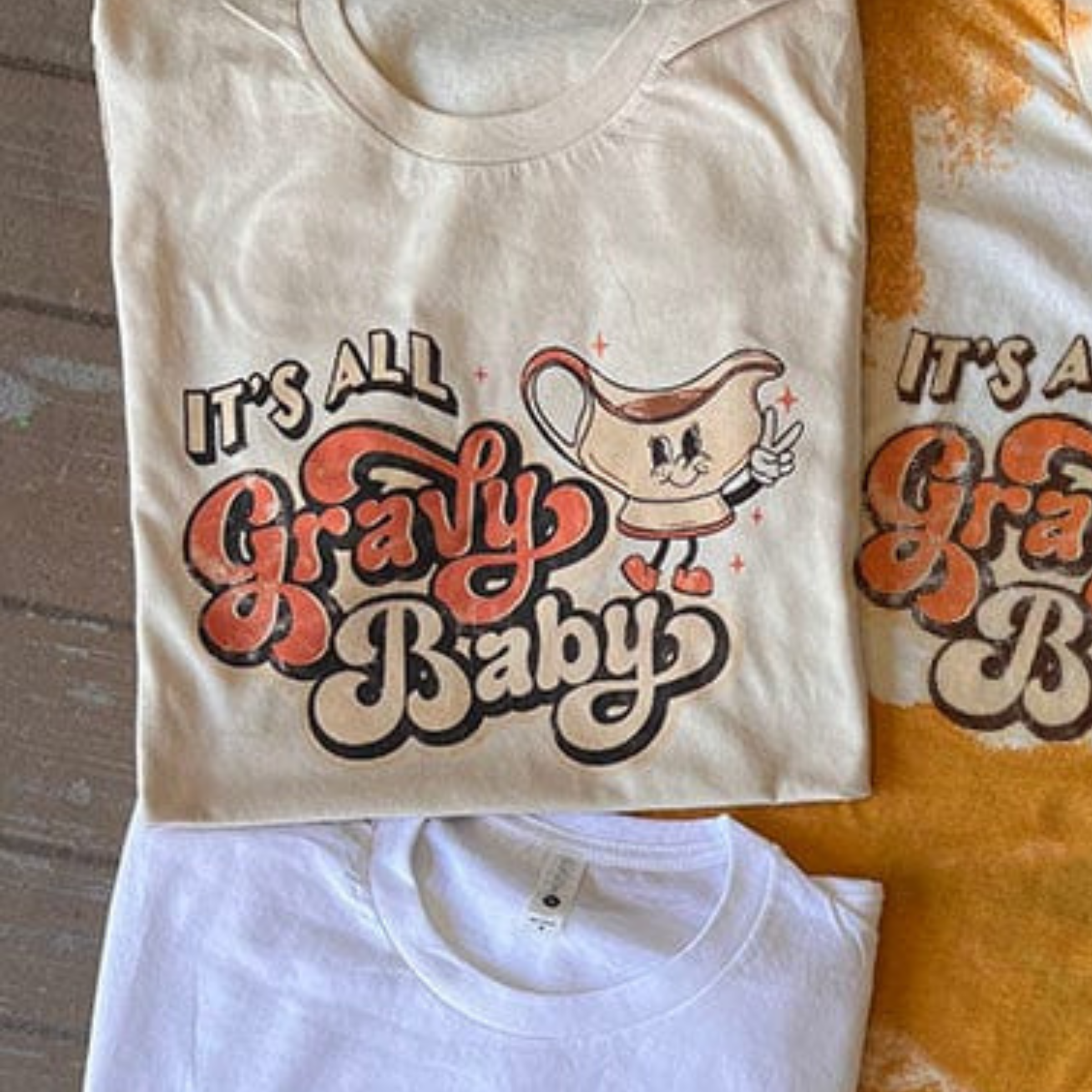 Online Exclusive | It's All Gravy, Baby Short Sleeve Graphic Tee in Cream - Giddy Up Glamour Boutique