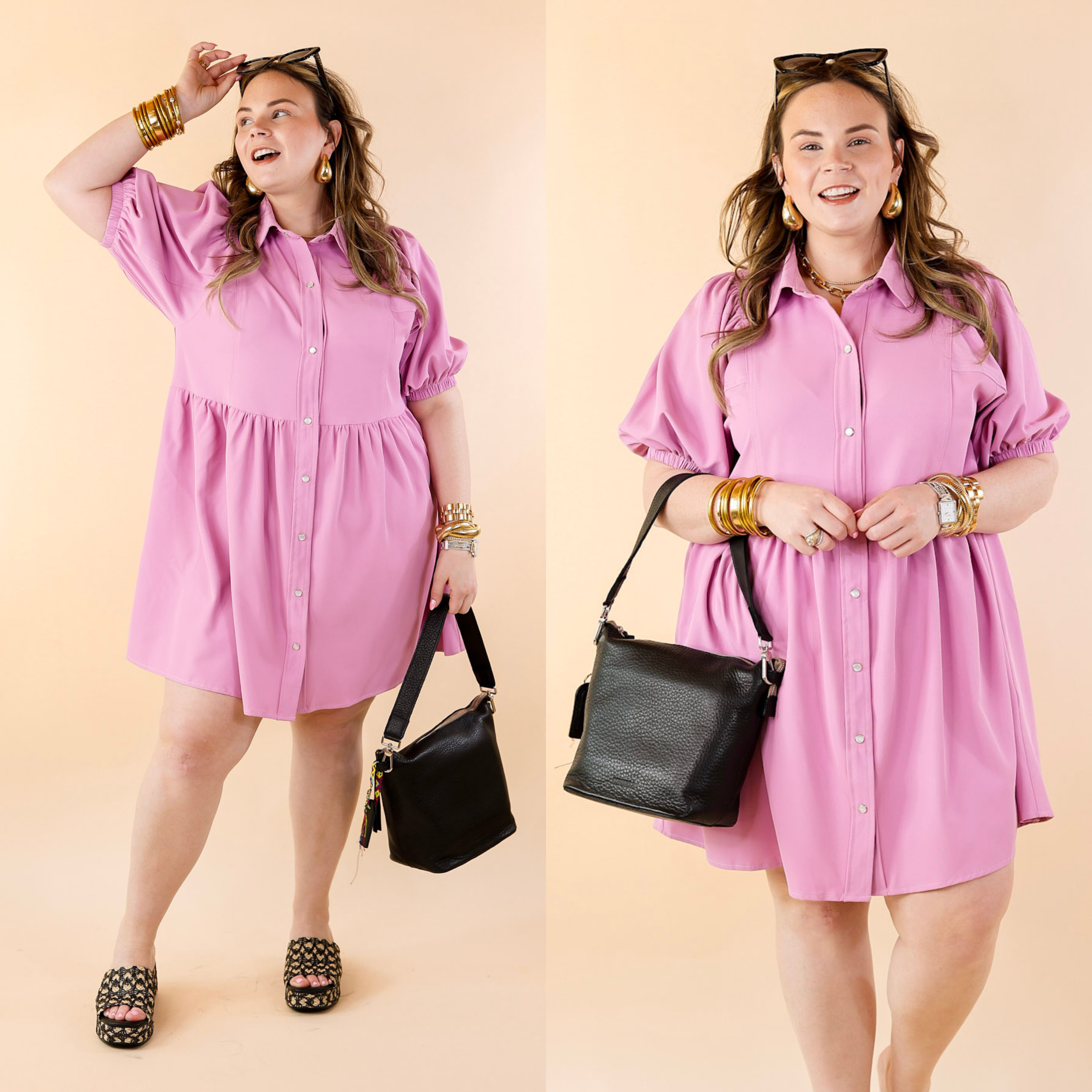 Final Sale Plus Size Babydoll Dress in Peach – Chic And Curvy
