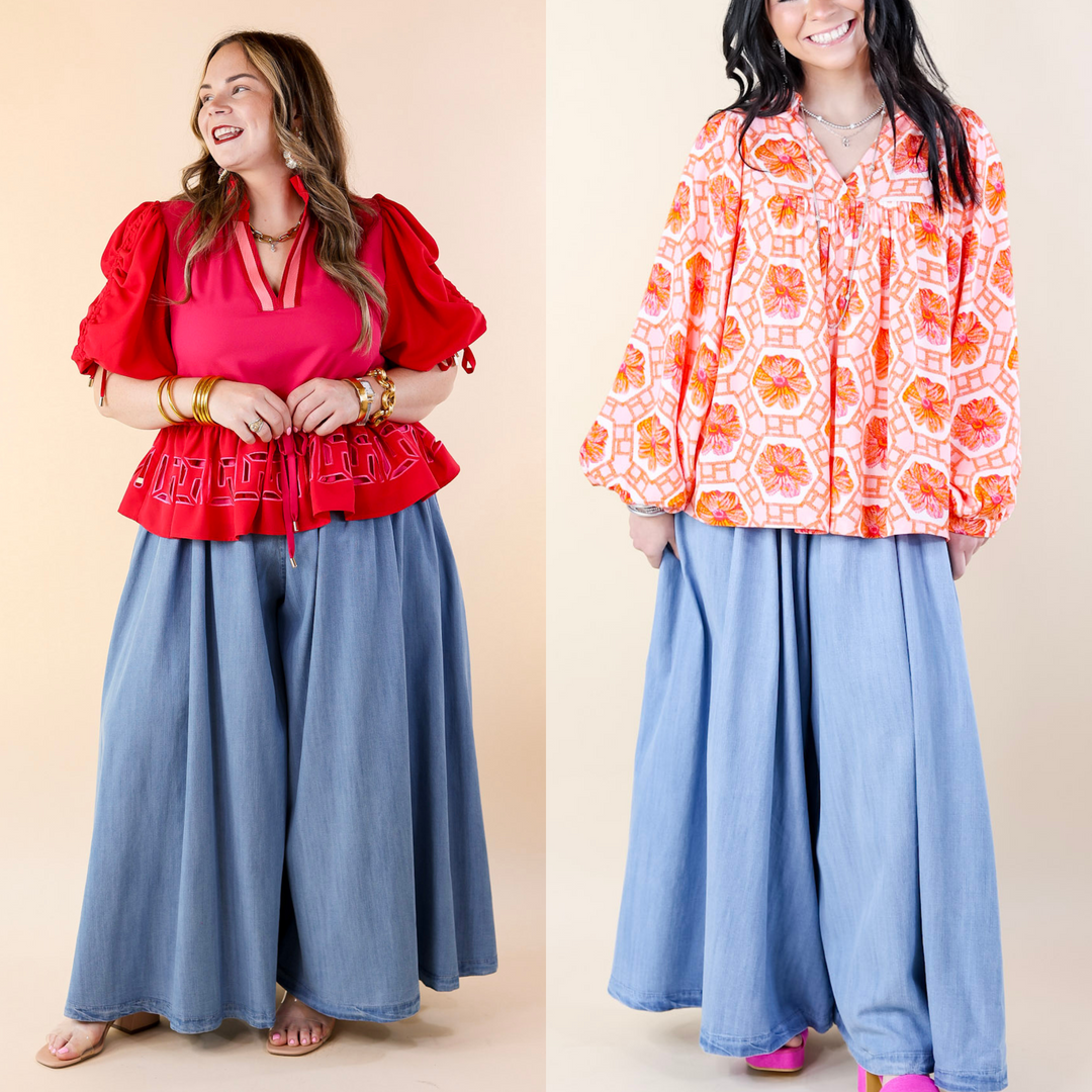 Emily McCarthy | Palazzo Pant in Denim - Giddy Up Glamour Boutique