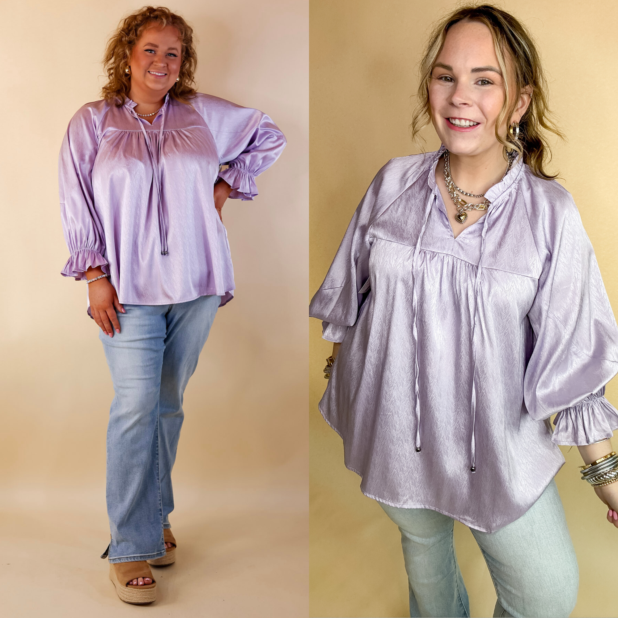 Sunset Situation Front Tie Keyhole Blouse in Lavender Purple - Giddy Up Glamour Boutique