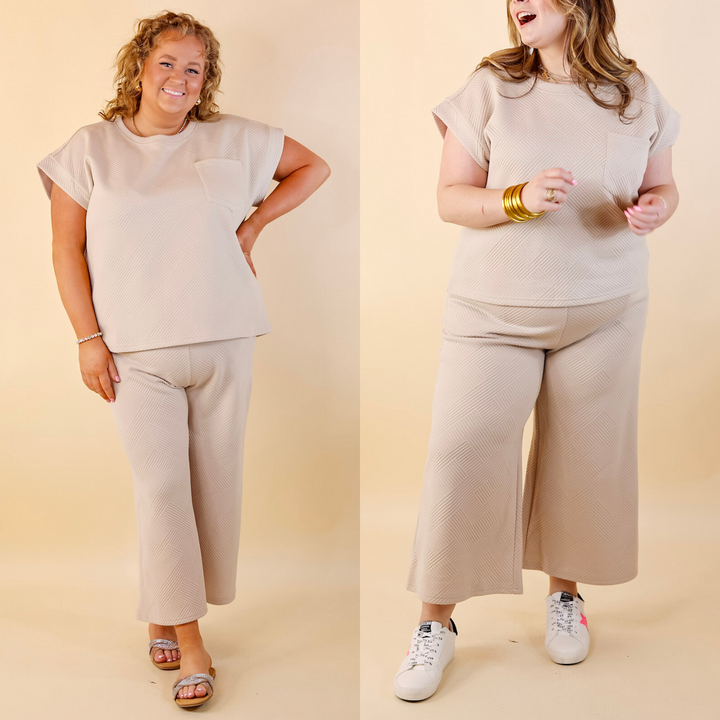 Glamour on the Go Wide Leg Pant in Cream - Giddy Up Glamour Boutique