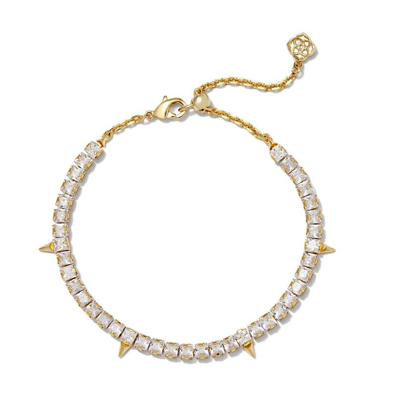 Kendra Scott | Jacqueline Gold Tennis Bracelet in White Crystal - Giddy Up Glamour Boutique