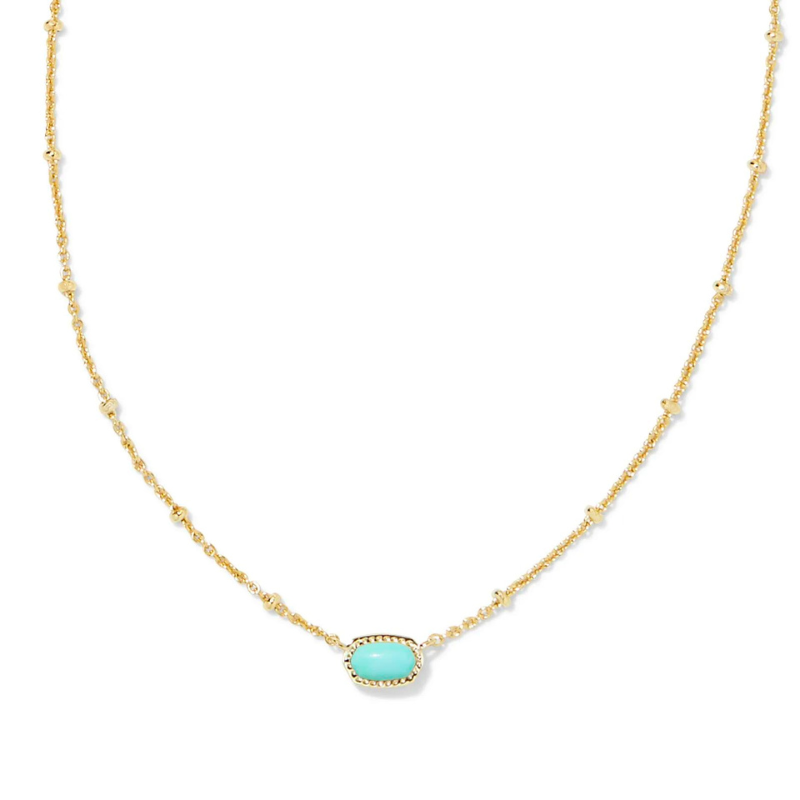 Kendra Scott | Mini Elisa Gold Satellite Short Pendant Necklace in Mint Magnesite - Giddy Up Glamour Boutique