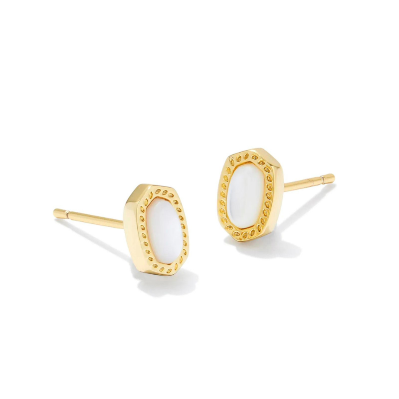 Kendra Scott | Mini Ellie Gold Stud Earrings in Ivory Mother-of-Pearl - Giddy Up Glamour Boutique