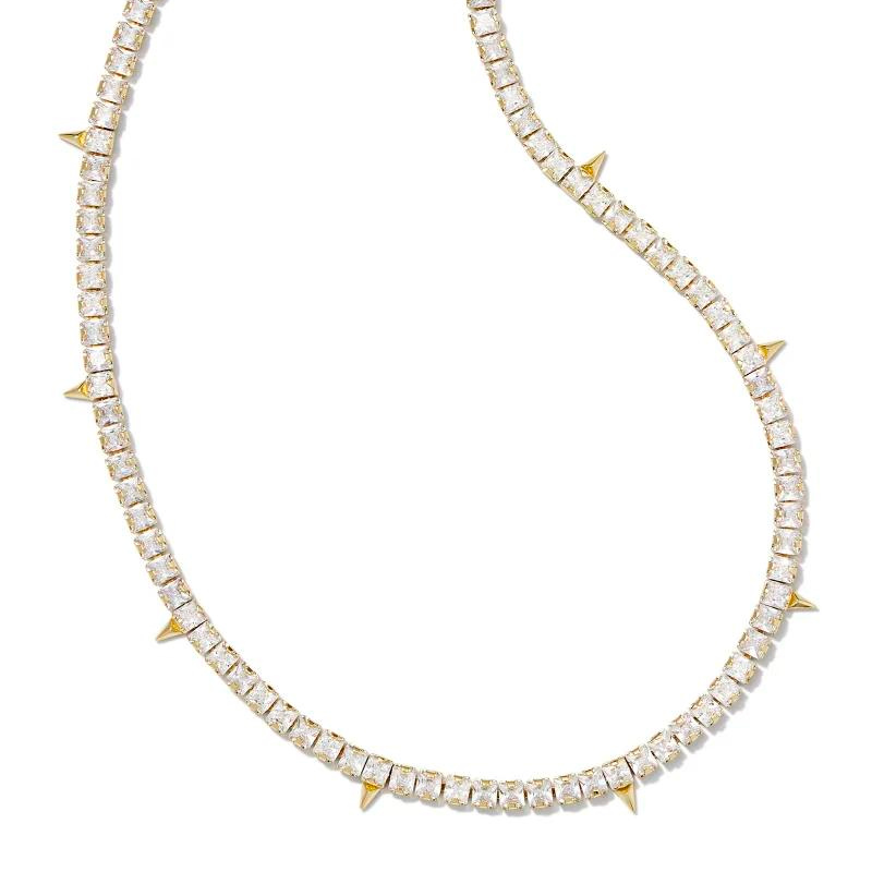 Kendra Scott | Jacqueline Gold Tennis Necklace in White Crystal - Giddy Up Glamour Boutique