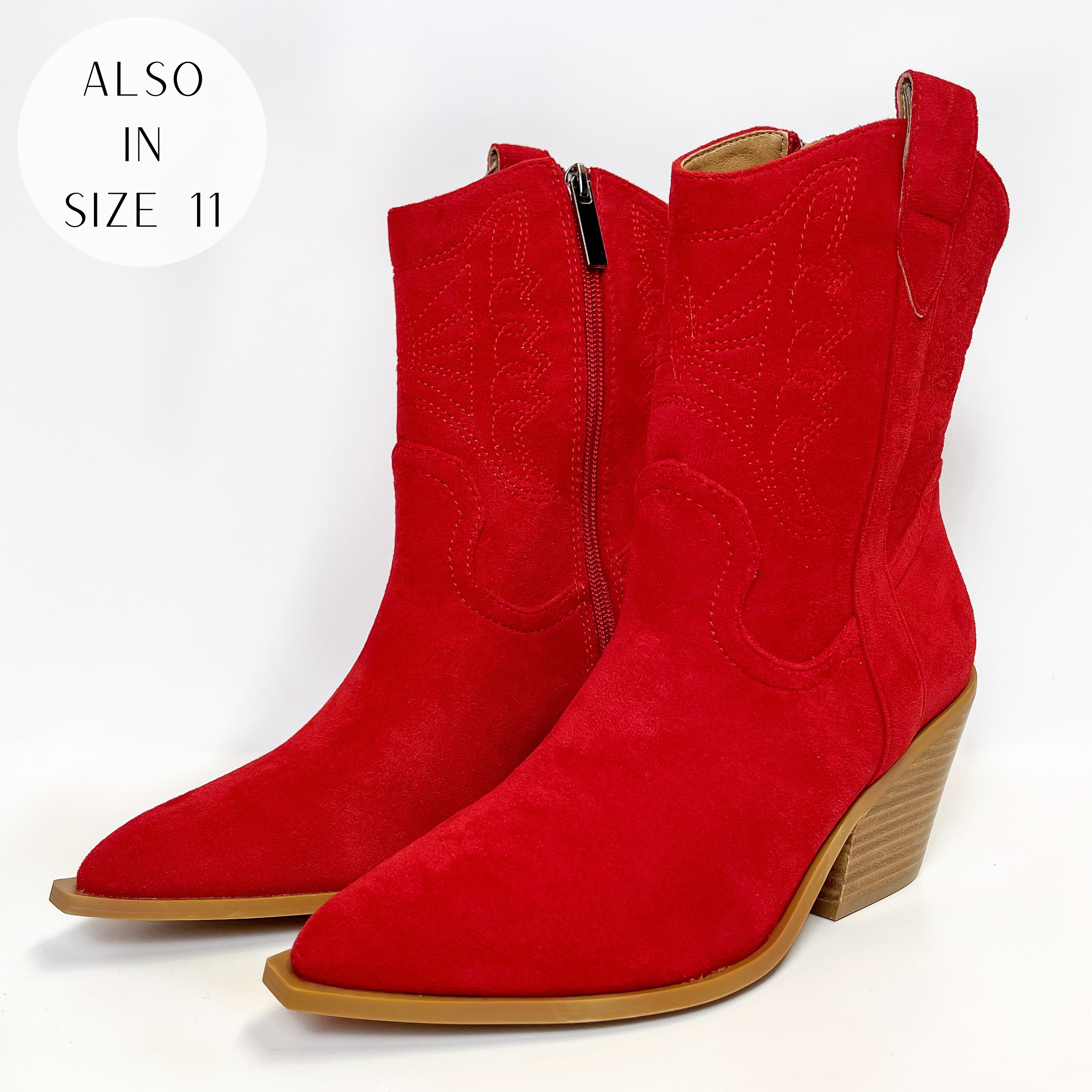 Corky's | Rowdy Western Stitch Boots in Red Suede - Giddy Up Glamour Boutique