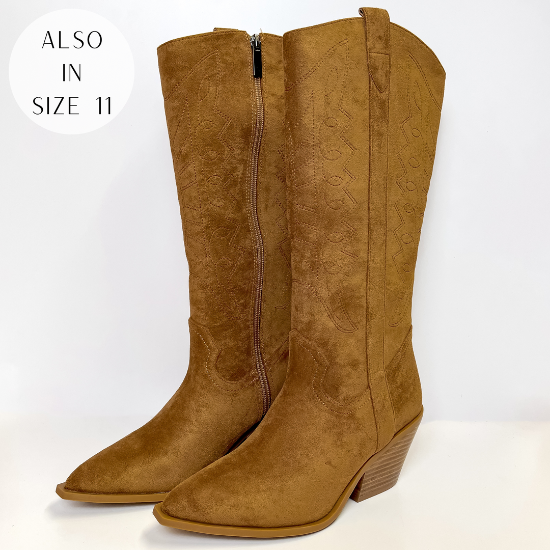 Corky's | Howdy Western Stitch Boots in Cognac Suede - Giddy Up Glamour Boutique