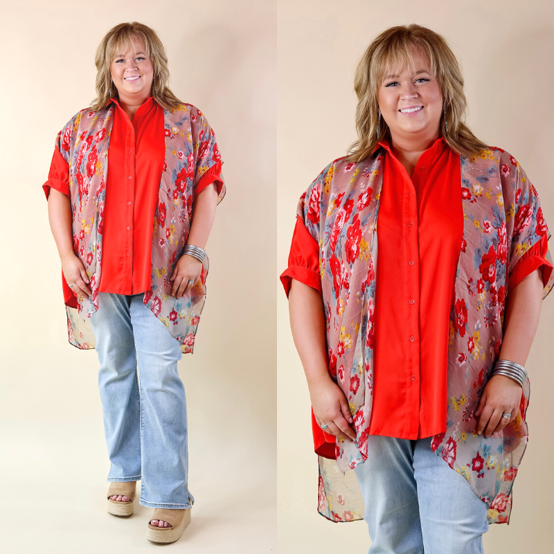 Can't Stop Won't Stop Sheer Kimono in Floral Print - Giddy Up Glamour Boutique