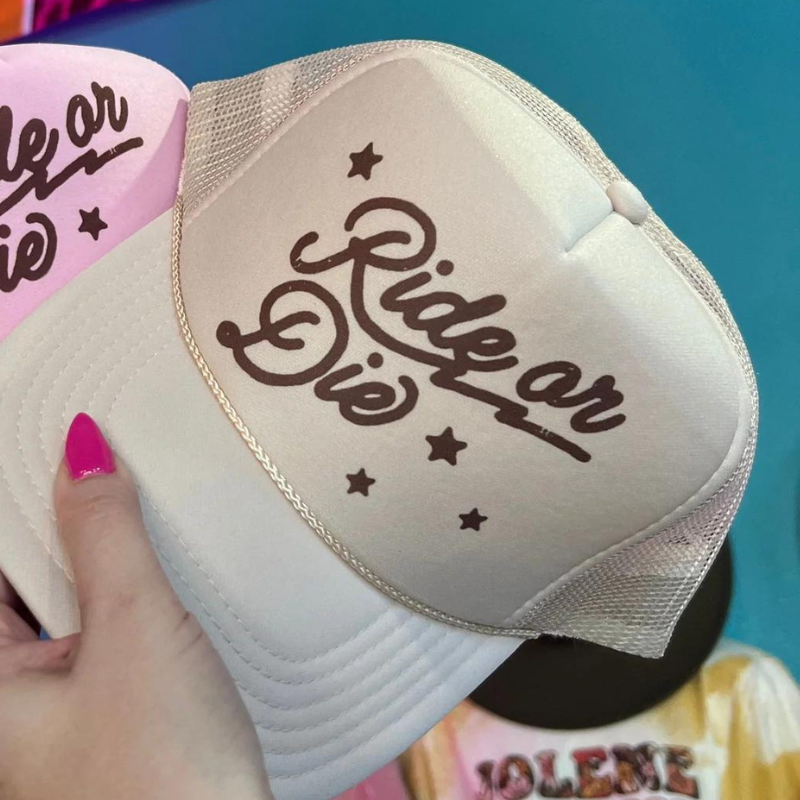 Online Exclusive | Ride or Die Foam Trucker Cap in Solid Cream - Giddy Up Glamour Boutique