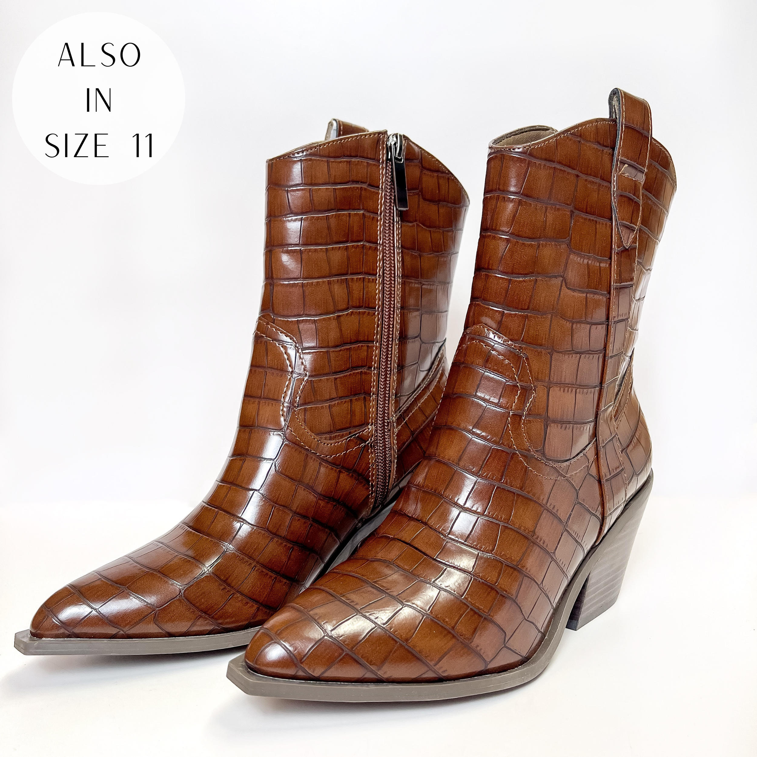 Corky's | Rowdy Western Stitch Boots in Brown Croc - Giddy Up Glamour Boutique