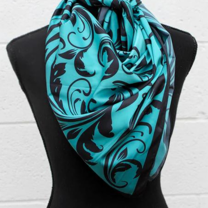 Online Exclusive | Leather & Lace Wild Rag in Teal - Giddy Up Glamour Boutique