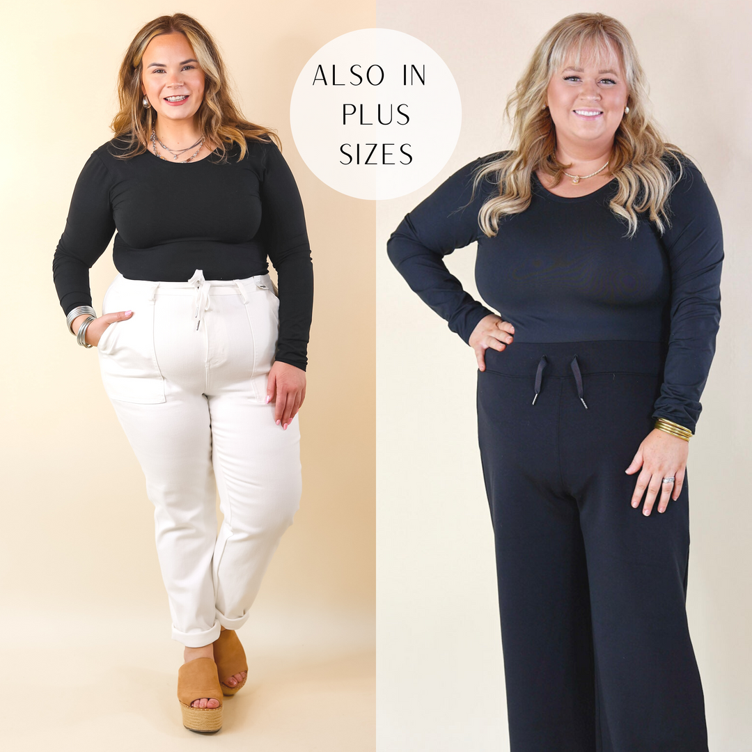 SPANX | Suit Yourself Long Sleeve Scoop Neck Bodysuit in Black - Giddy Up Glamour Boutique