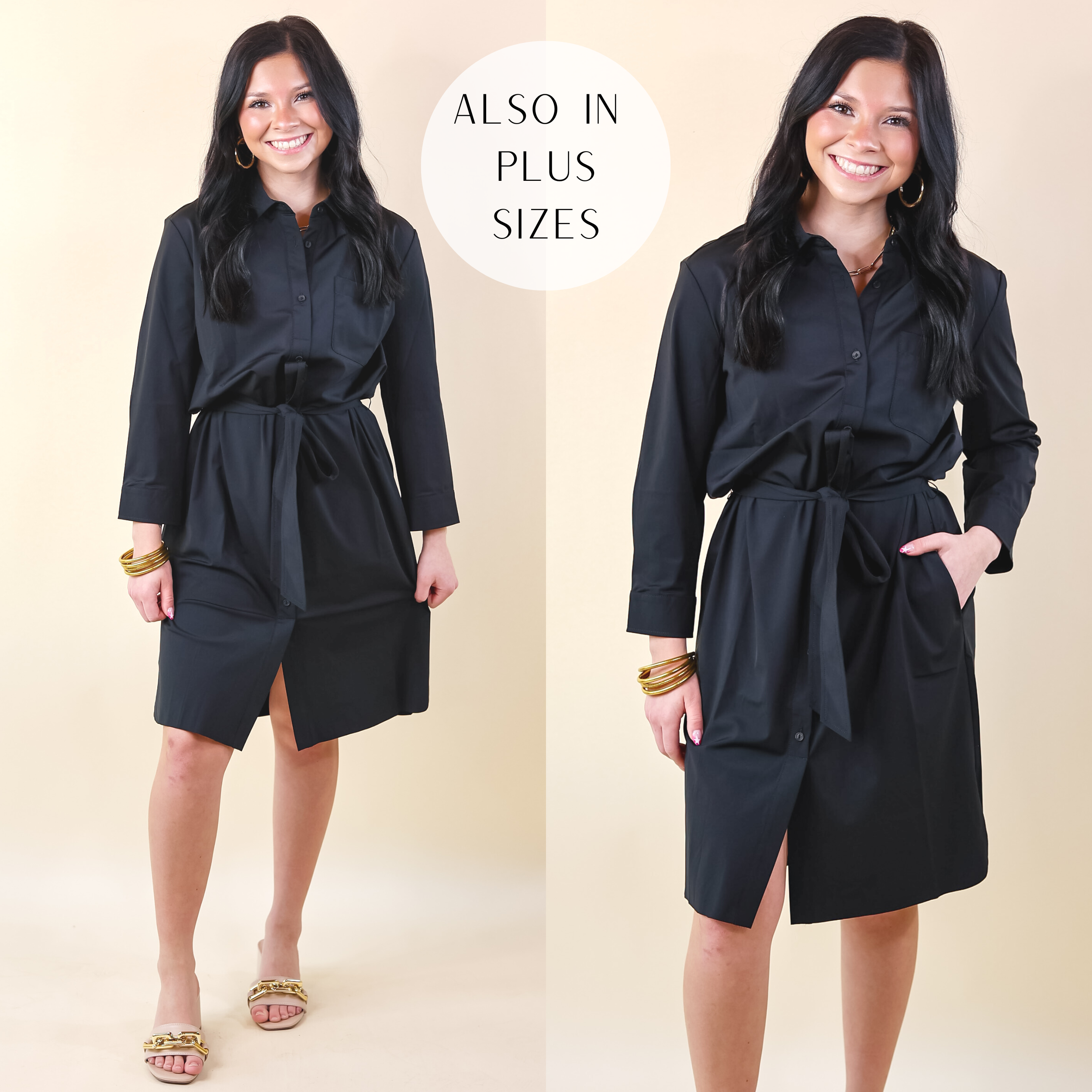 Lyssé | Schiffer Button Down Dress Dress in Black - Giddy Up Glamour Boutique