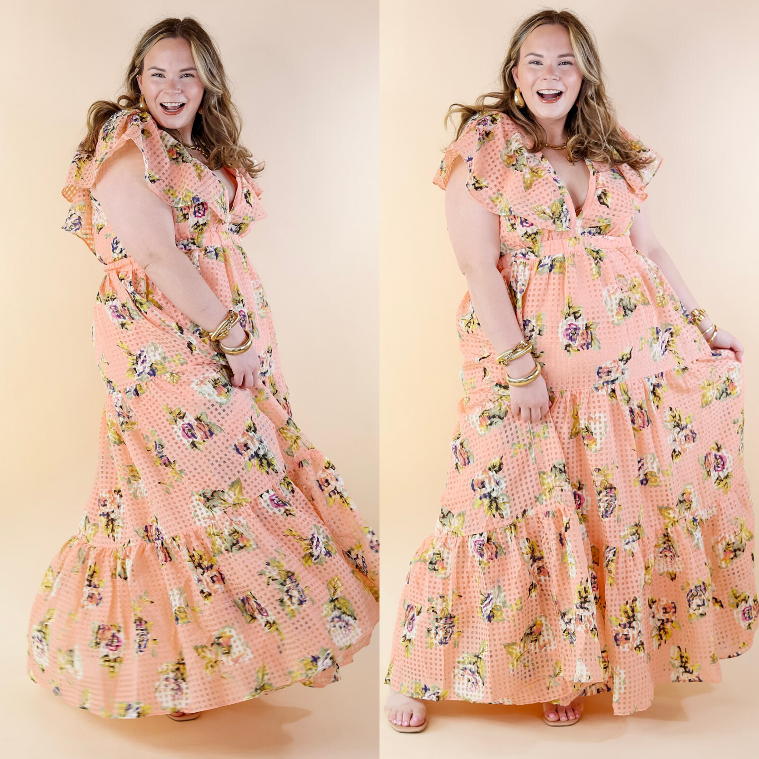 BuddyLove | Cece Flutter Sleeve Maxi Dress in Irish Rose (Pink) - Giddy Up Glamour Boutique