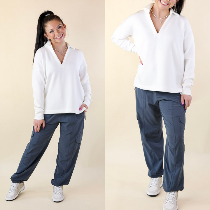 SPANX | Casual Fridays Cargo Jogger in Dark Storm (Heather Navy) - Giddy Up Glamour Boutique
