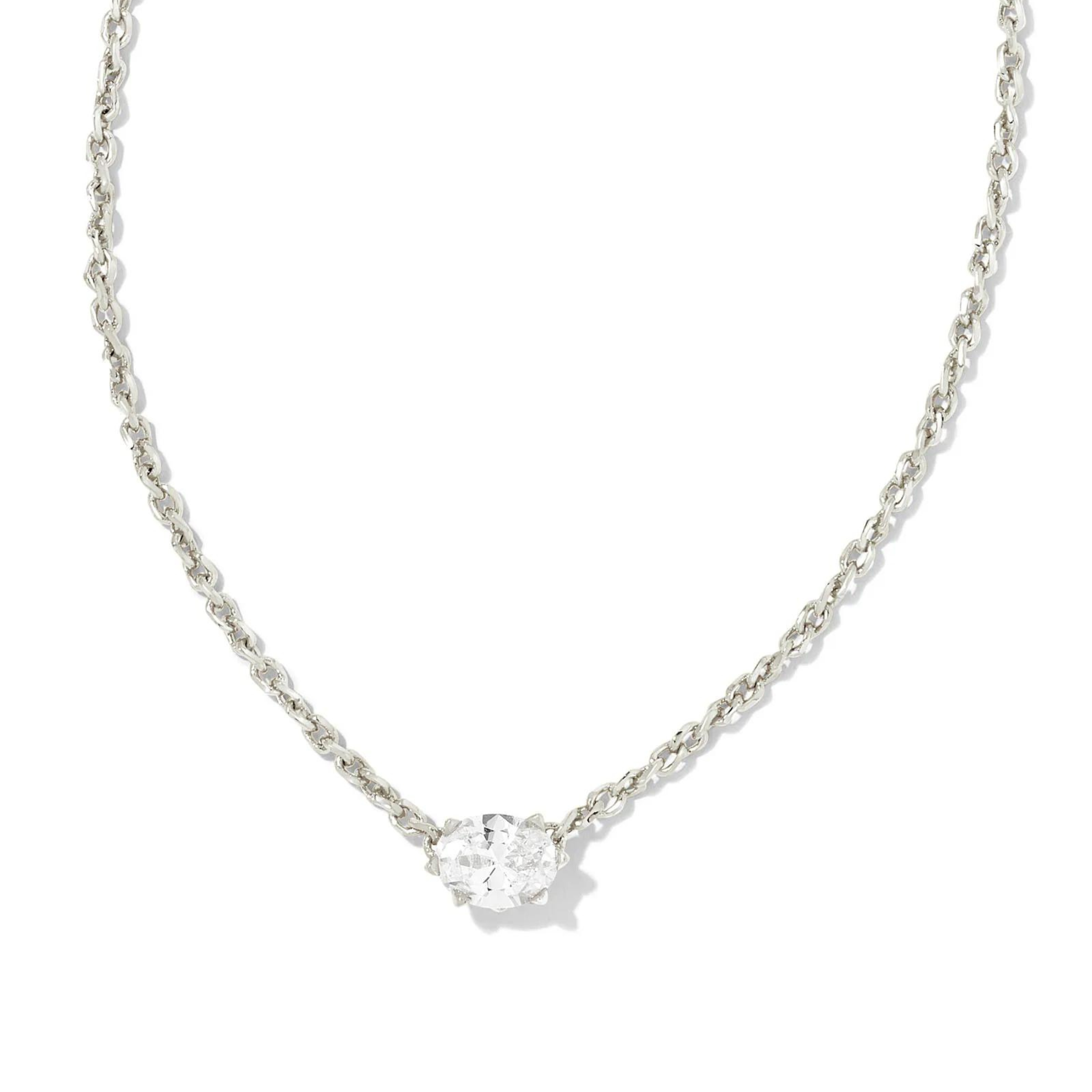 Kendra Scott | Cailin Silver Pendant Necklace in White Crystal