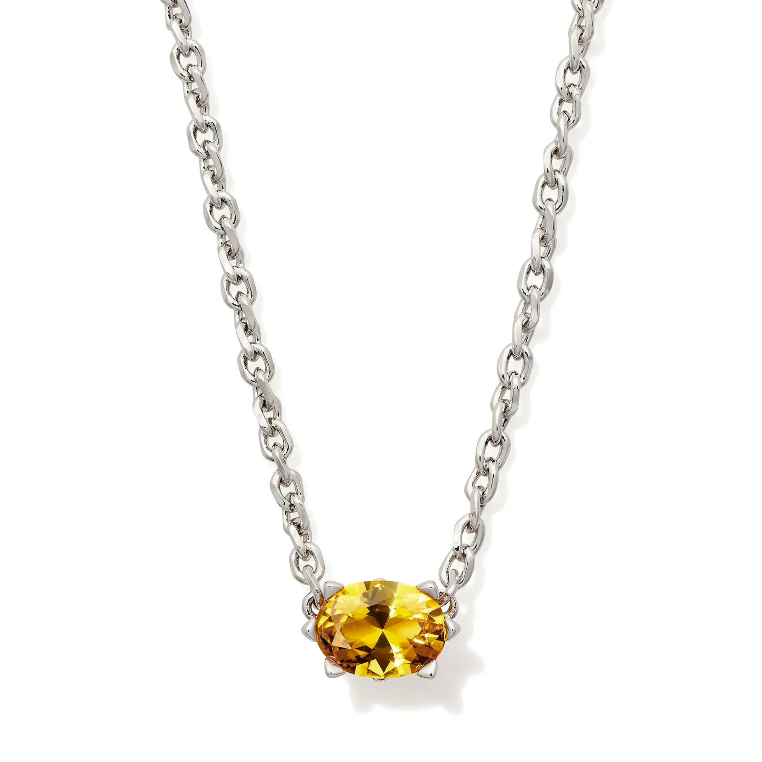 Kendra Scott | Cailin Silver Pendant Necklace in Golden Yellow Crystal