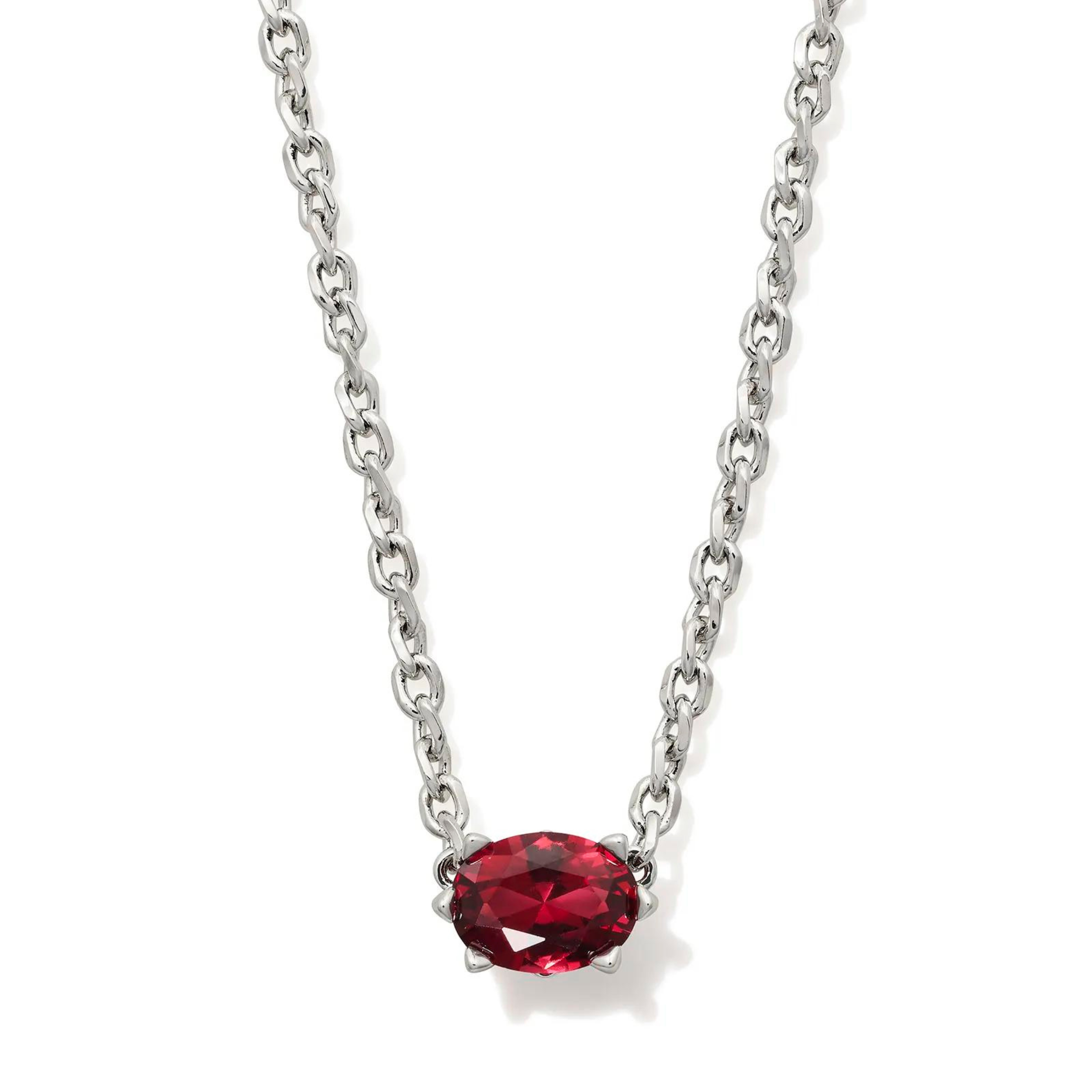 Kendra Scott | Cailin Silver Pendant Necklace in Burgundy Crystal