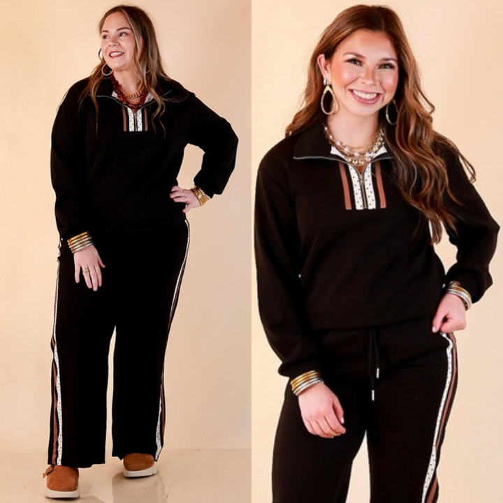 Ahead of the Game quarter zip pullover and track pants in black