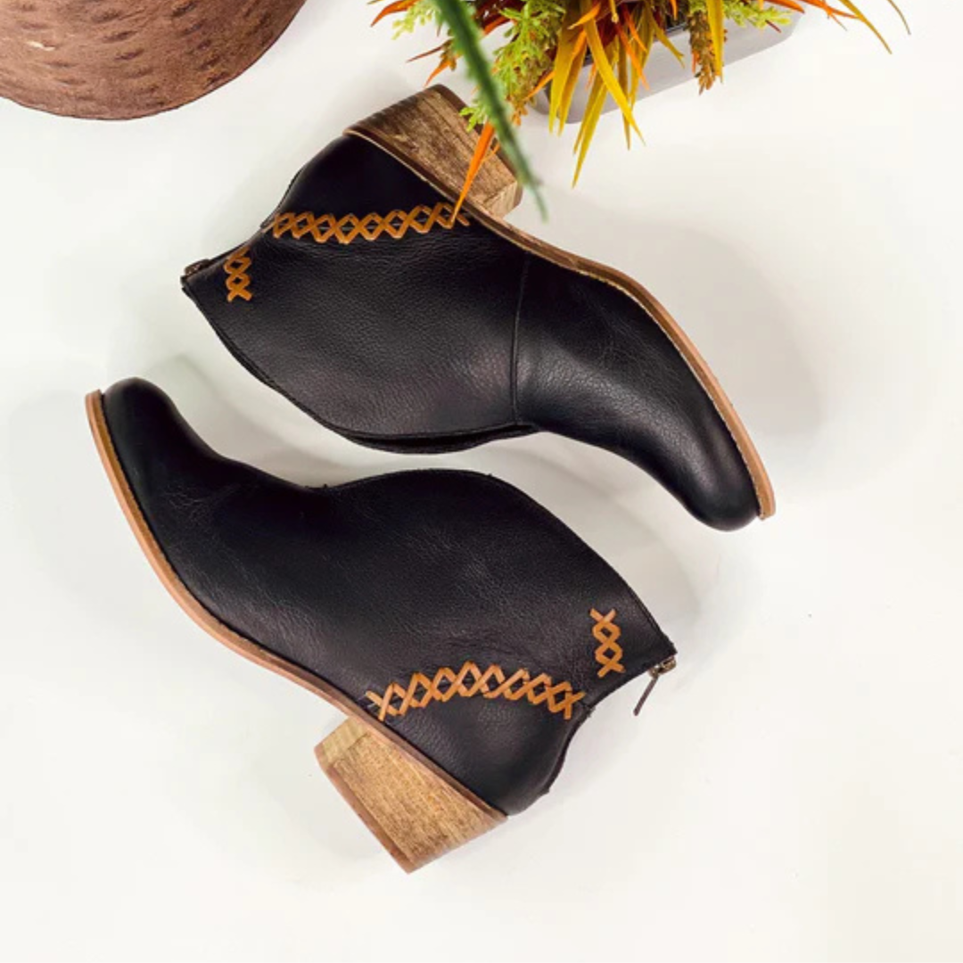 Online Exclusive | All Roads Heeled and Embordered Booties in Black