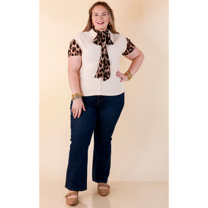 Always a Favorite Crew Neck Front Seam Sweater Knit Top in Ivory