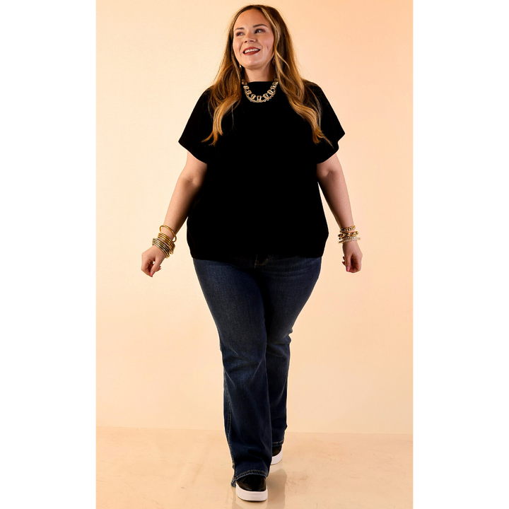 Always in Style Short Sleeve Mock Neck Top in Black