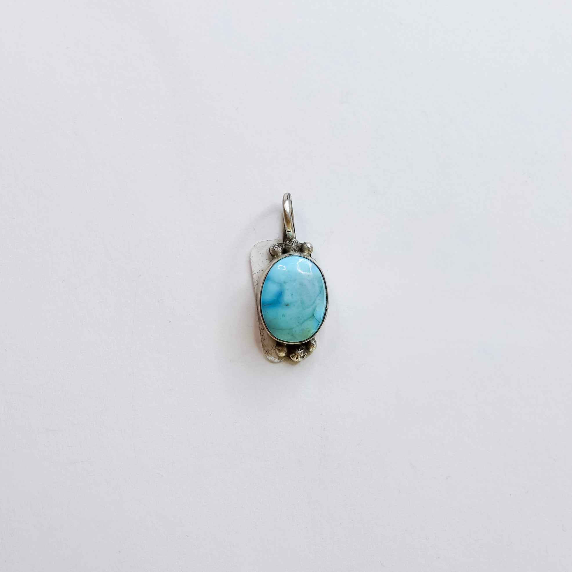 Anderson Largo | Navajo Handmade Sterling Silver Oval Pendant with Genuine Golden Hills Turquoise Stone