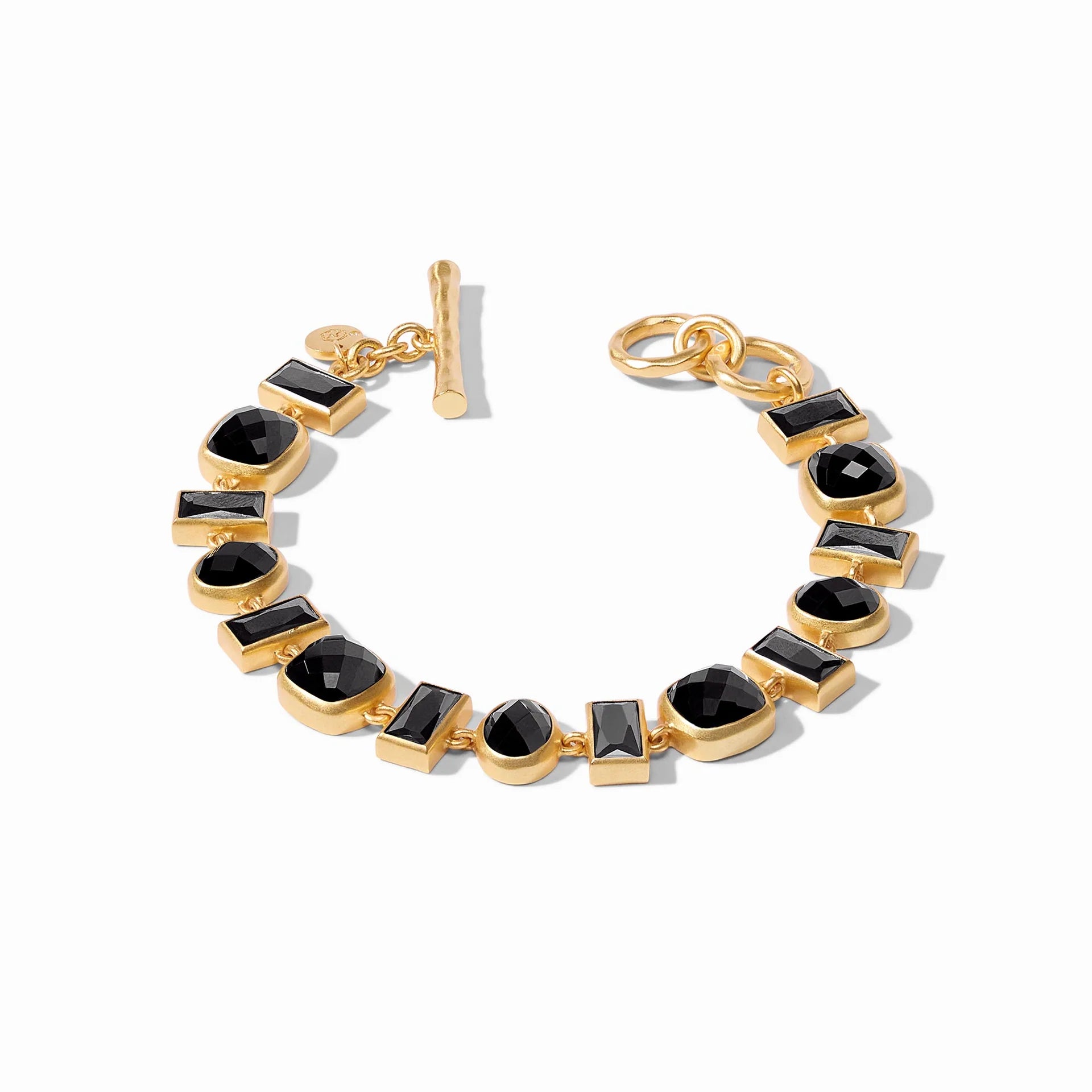 Julie Vos | Antonia Tennis Bracelet with Obsidian Black Crystals in Gold - Giddy Up Glamour Boutique