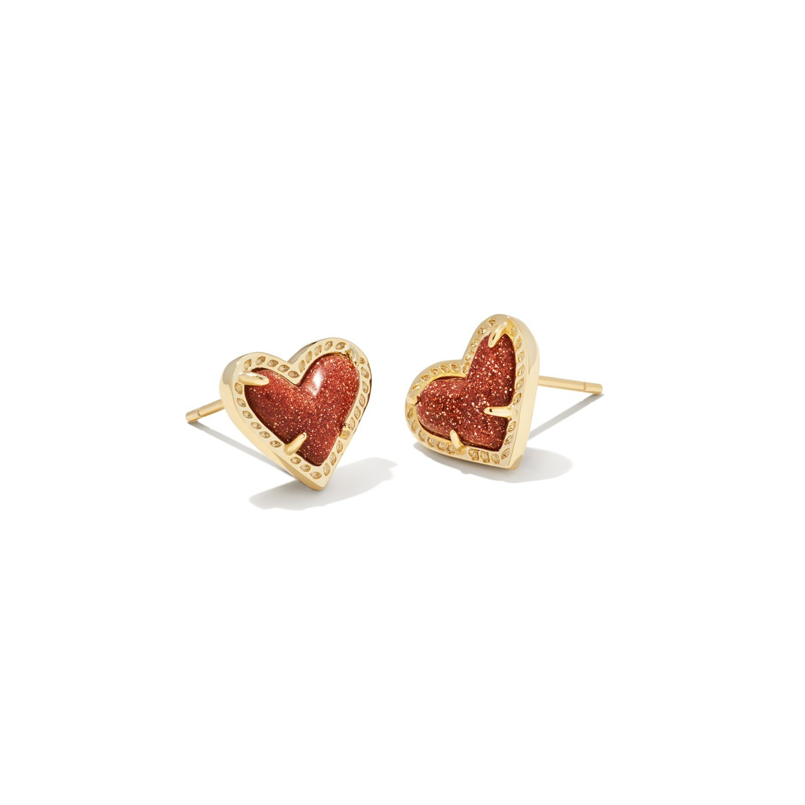 Kendra Scott | Ari Heart Gold Stud Earrings in Orange Goldstone