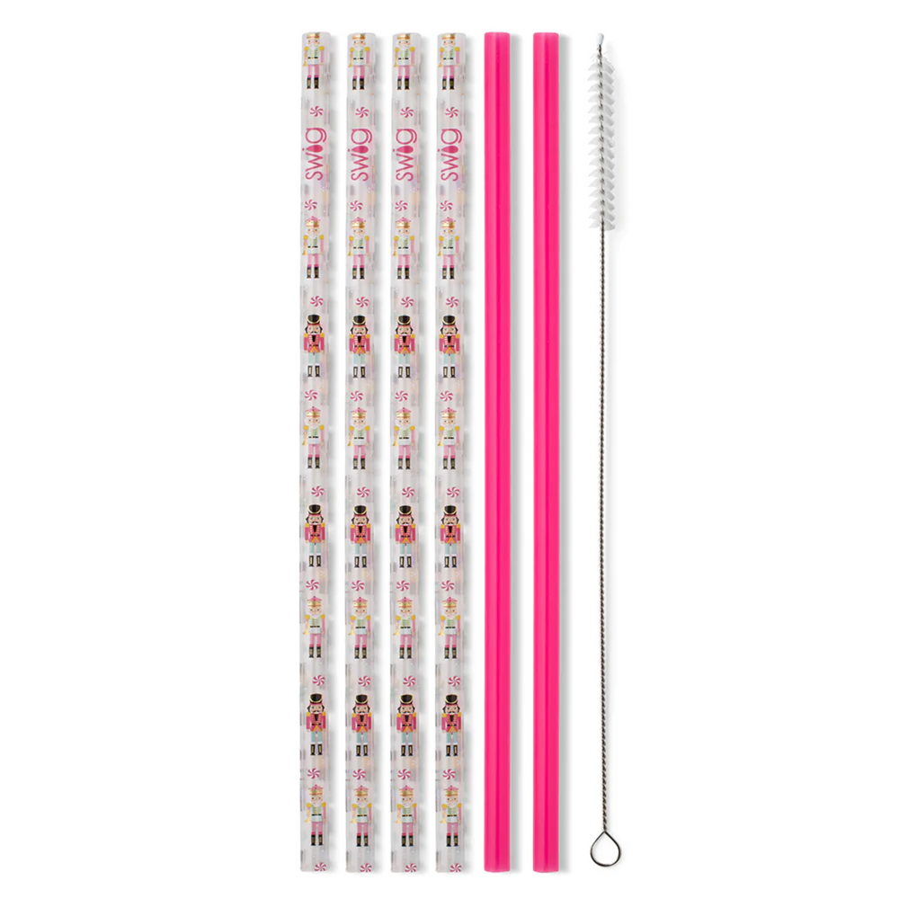 Nutcracker + Hot Pink Reusable Straw Set - Giddy Up Glamour Boutique