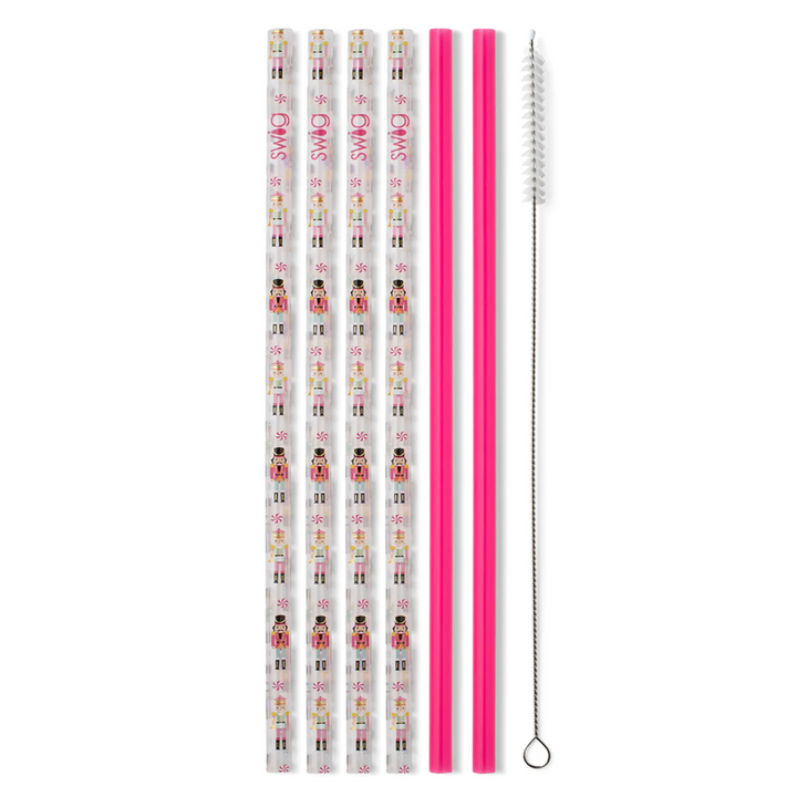 Nutcracker + Hot Pink Reusable Straw Set - Giddy Up Glamour Boutique