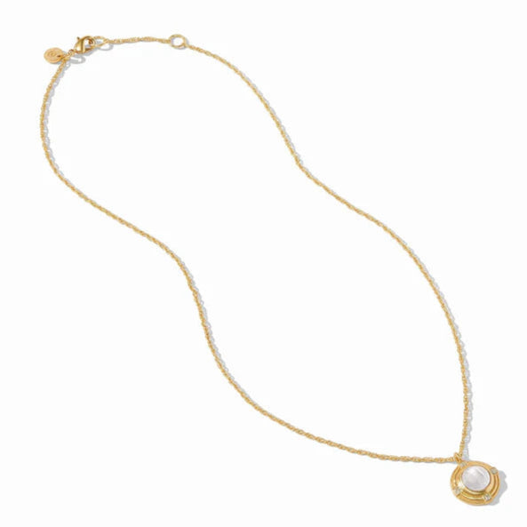 Julie Vos | Astor Solitaire Necklace with Iridescent Clear Crystal in Gold - Giddy Up Glamour Boutique