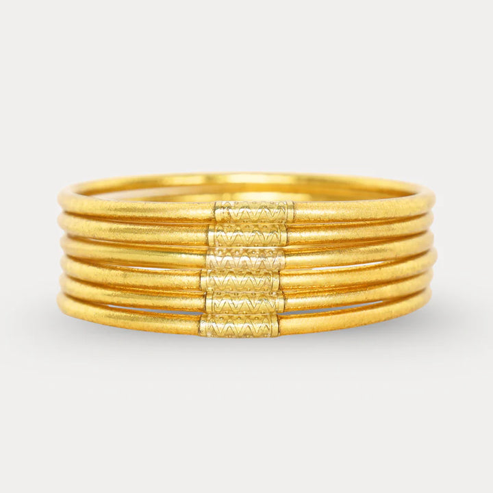 BuDhaGirl | Set of Six | Aura Lumine 3mm All Weather Bangles in Gold