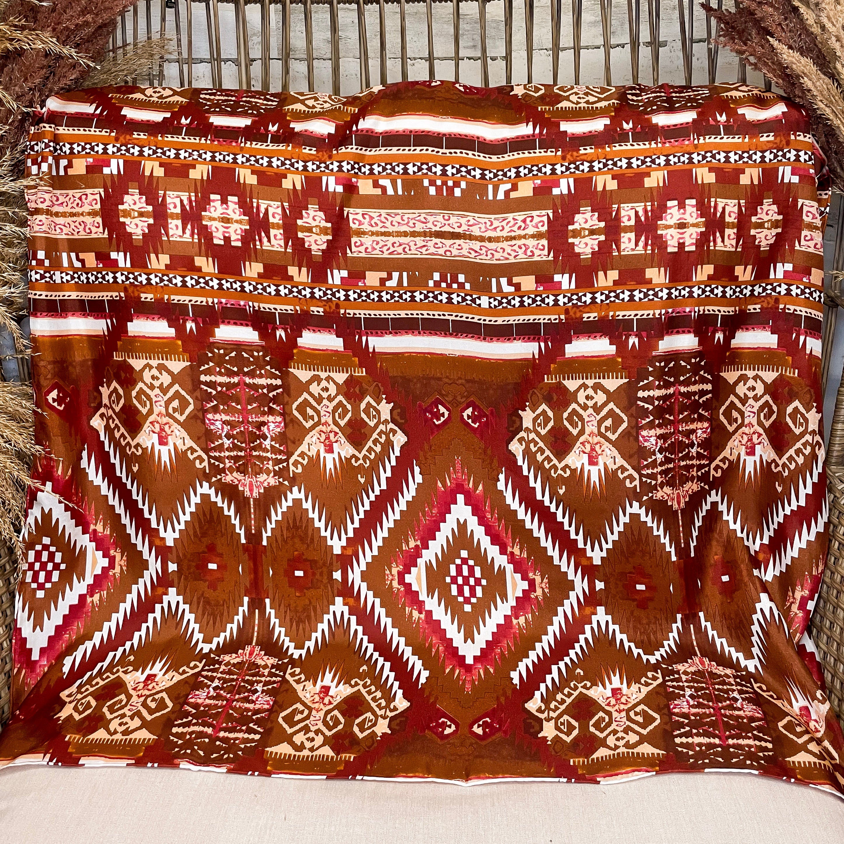 Aztec Silk Wild Rag in Brown and White