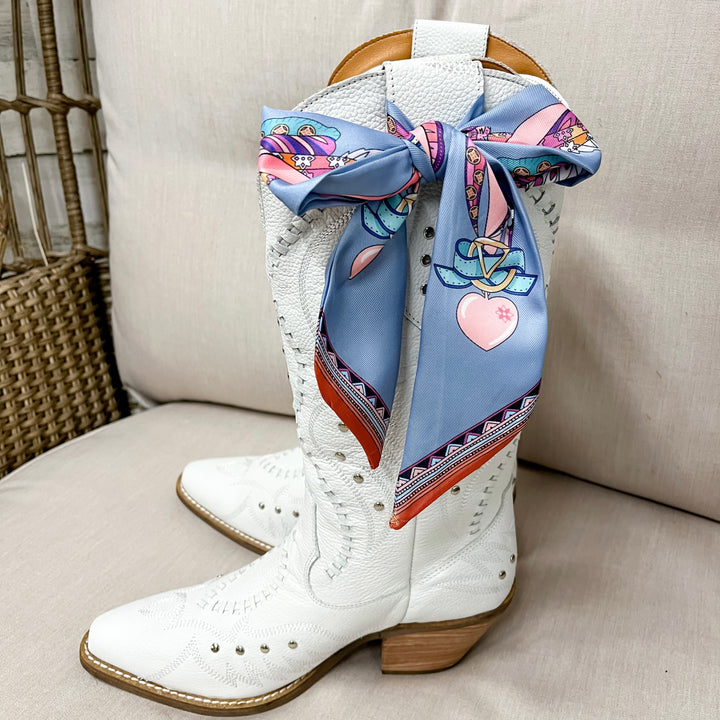 Heart to Style Twilly Scarf in Blue and Pink