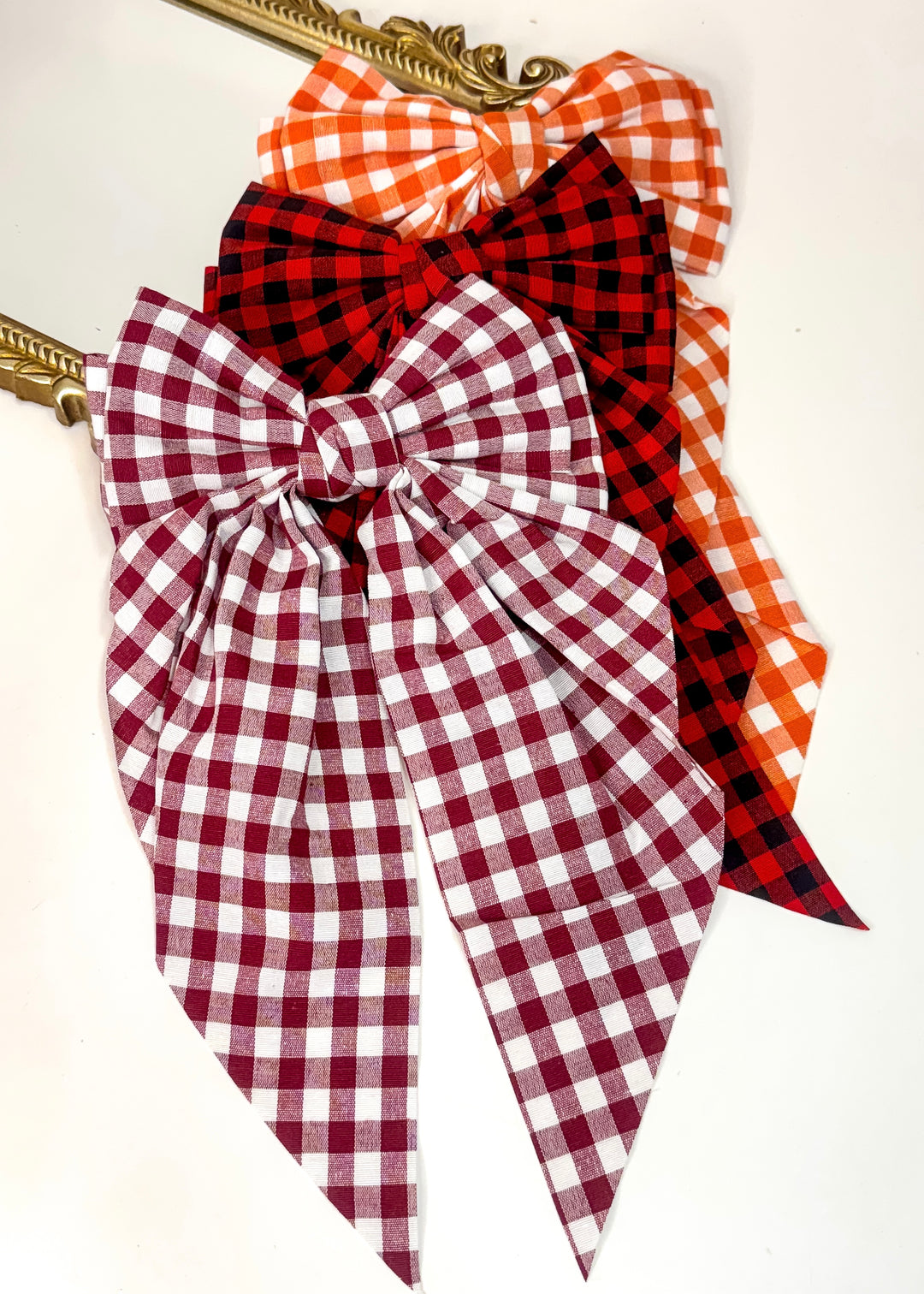 Gameday Spirit Gingham Hair Bow in 3 Color Options