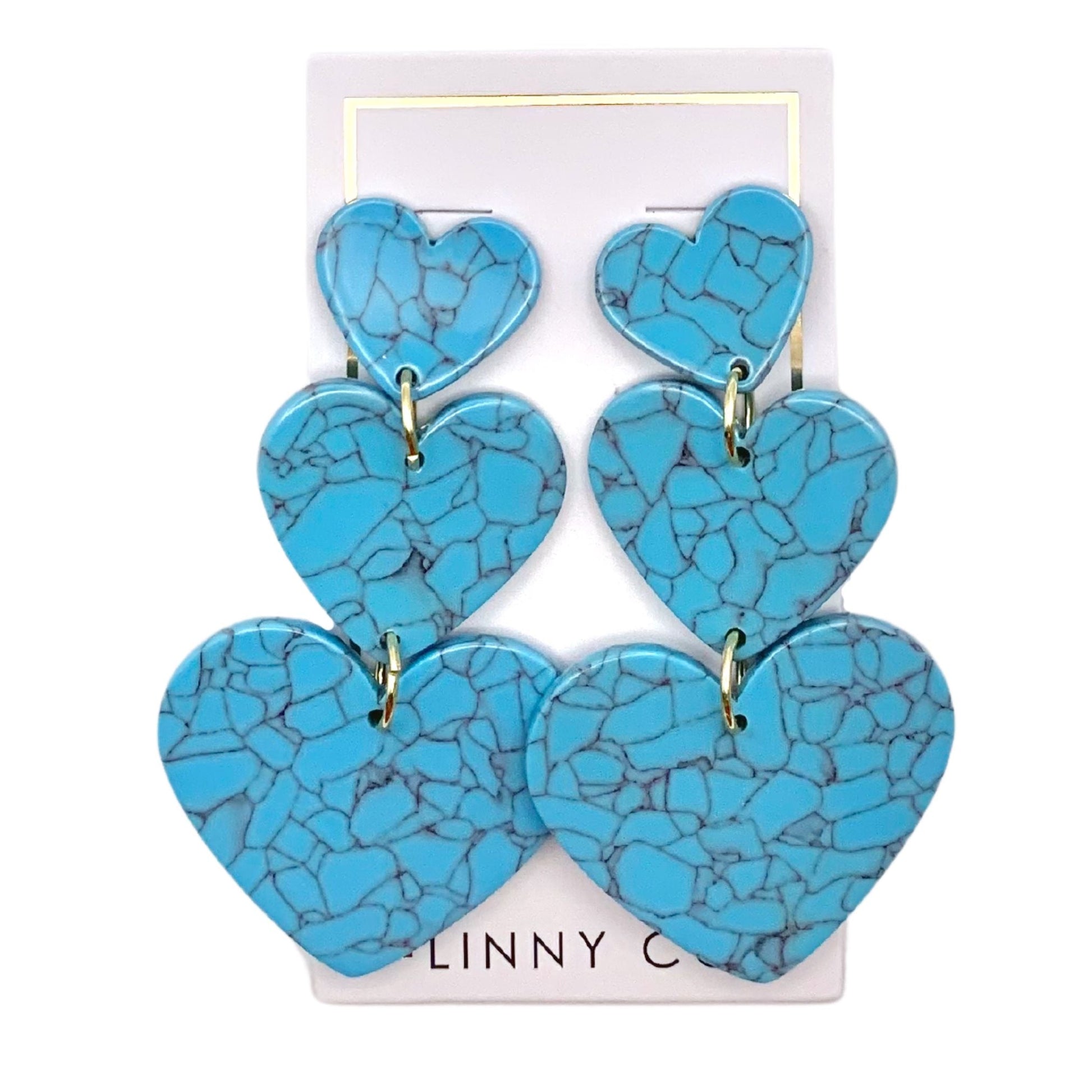 Linny Co | Penny Heart Drop Earrings in Turquoise Blue