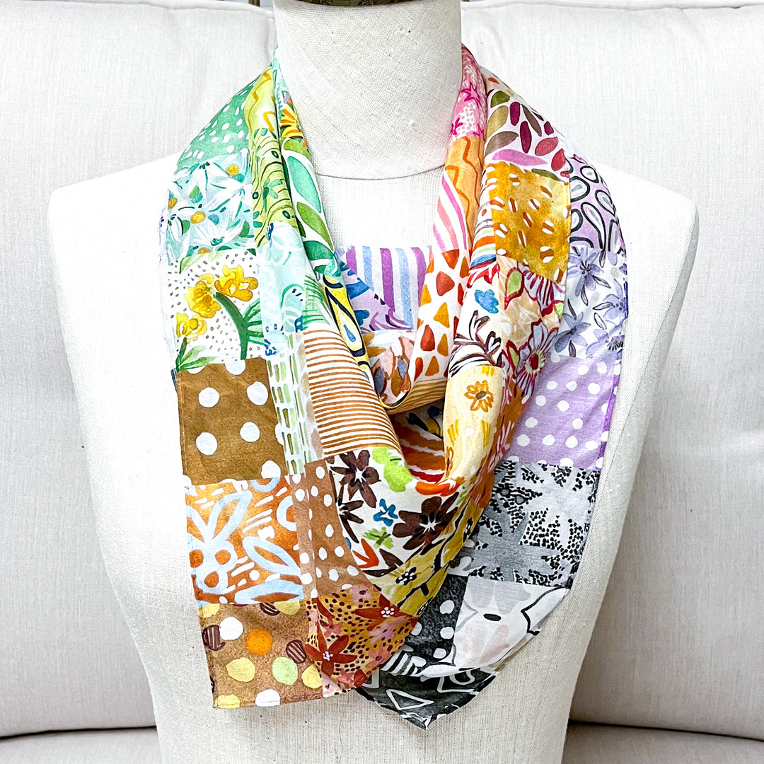 XOXO Art &amp; Co | Vintage Feedsack Shorty Wild Rag Scarf in Multicolor