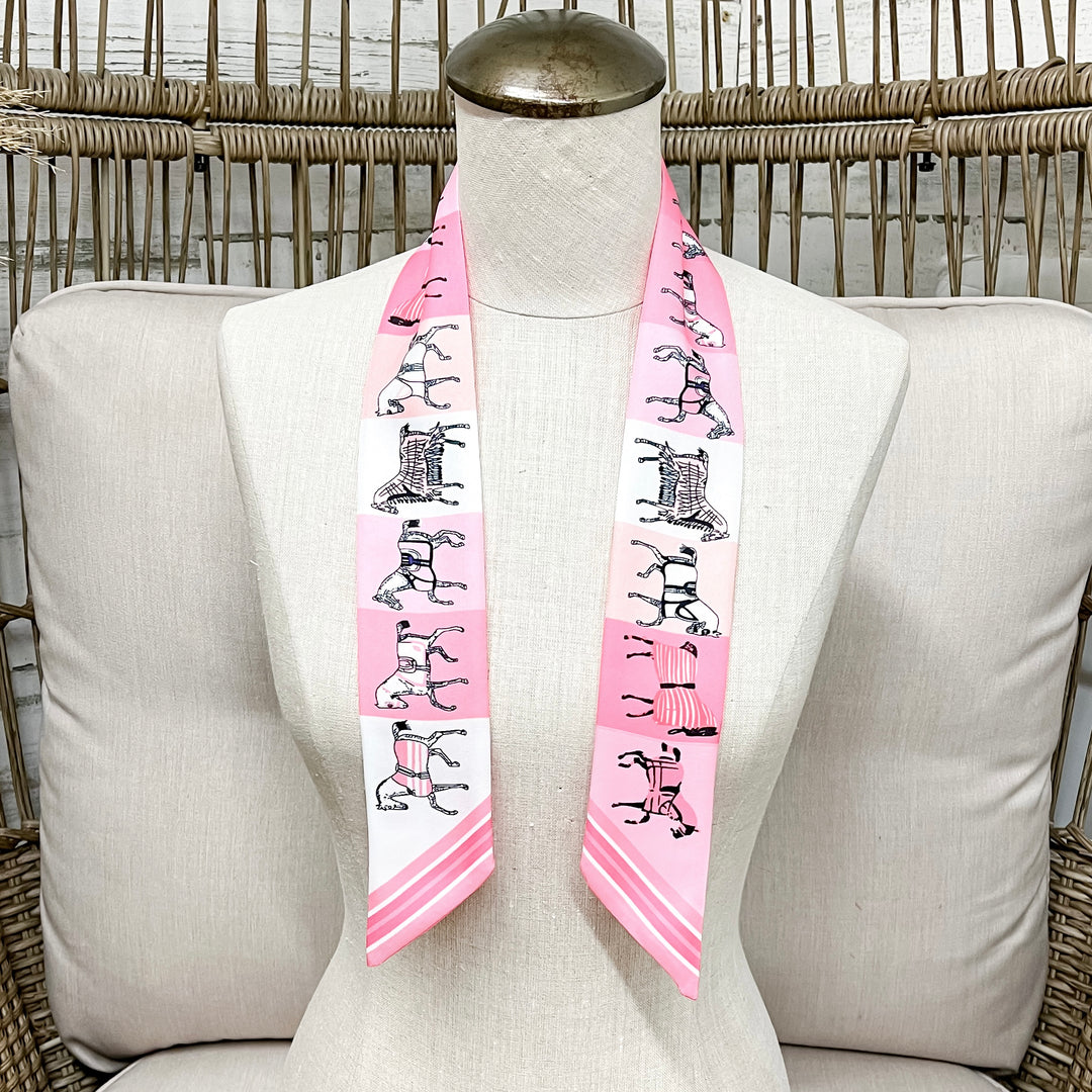 Pony Power Equestrian Twilly Scarf in Shades of Pink