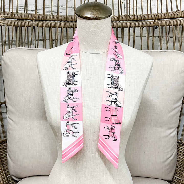 Pony Power Equestrian Twilly Scarf in Shades of Pink