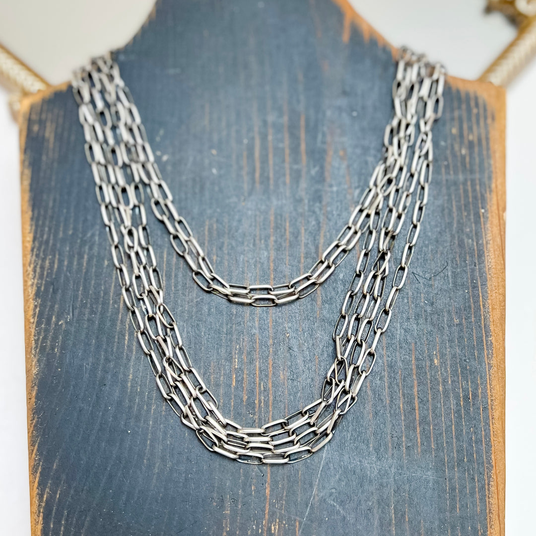 Sally Shirley | Navajo Handmade Sterling Silver Paperclip Chain Link Necklace - 16" &amp; 20"