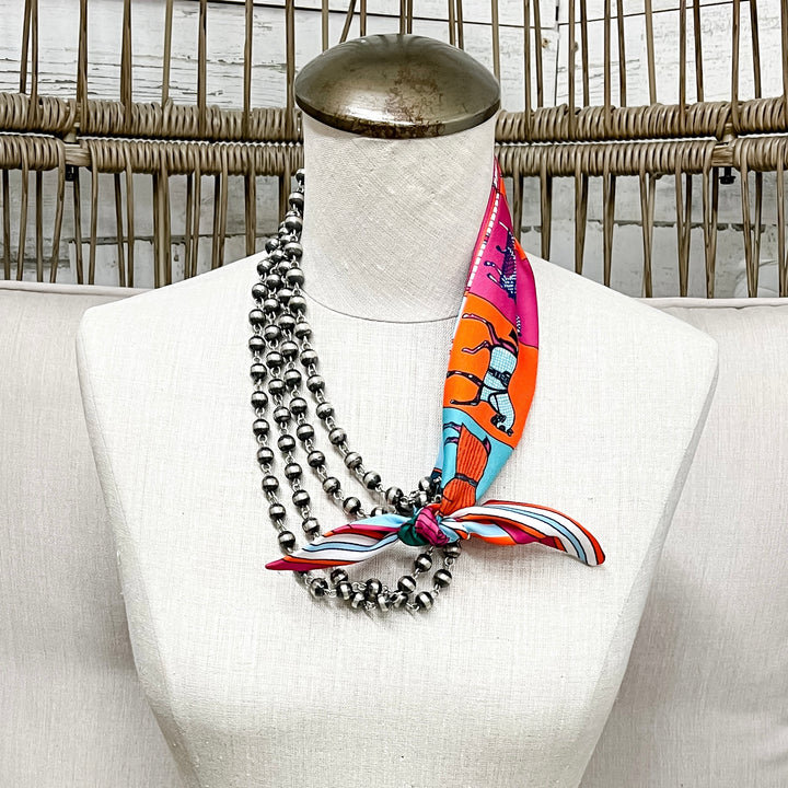 Pony Power Equestrian Twilly Scarf in Bright Turquoise, Orange and Green