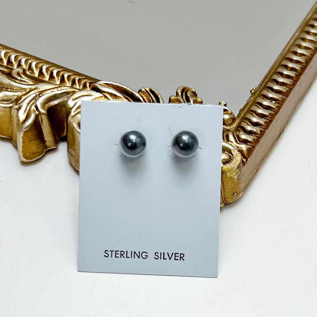 8mm Sterling Silver Navajo Pearl Stud Earrings