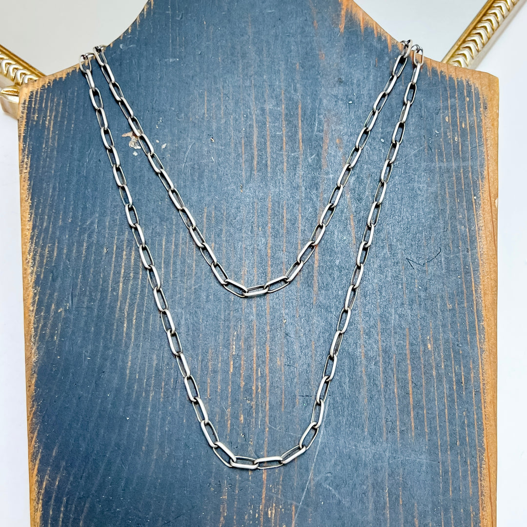 Sally Shirley | Navajo Handmade Sterling Silver Paperclip Chain Link Necklace - 16" &amp; 20"