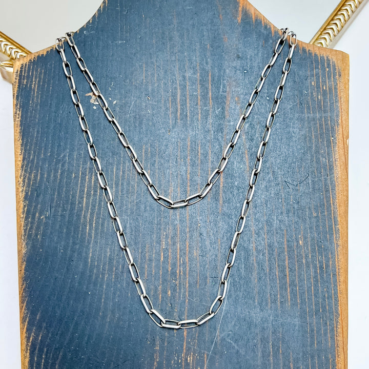 Sally Shirley | Navajo Handmade Sterling Silver Paperclip Chain Link Necklace - 16" &amp; 20"
