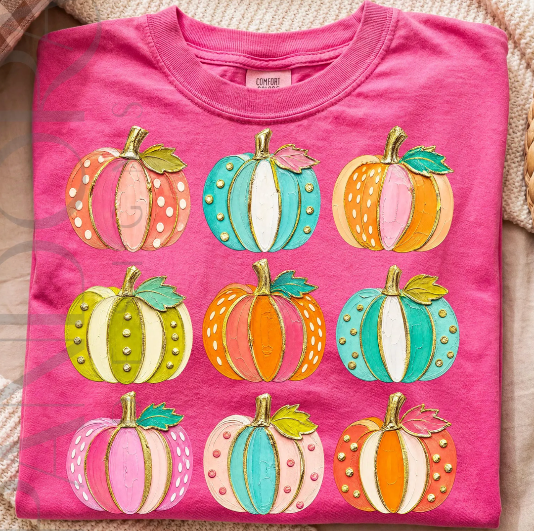 Custom Made to Order | Neon Sassy Pumpkins Graphic Tee or Sweatshirt in Multiple Printing Options on Neon Pink