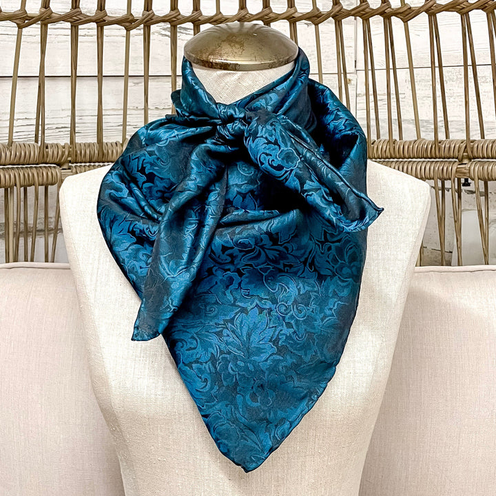 Baroque Silk Wild Rag in Cobalt Blue